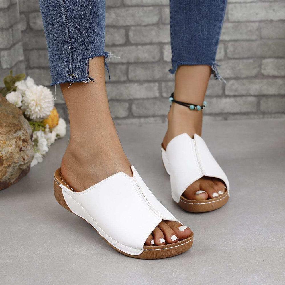 PU Leather Open Toe Sandals - Trendsi - Flyclothing LLC