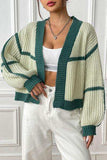 Contrast Open Front Long Sleeve Cardigan - Trendsi - Flyclothing LLC