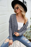 Open Front Cuffed Cropped Cardigan - Trendsi - Flyclothing LLC