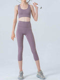 Wide Waistband Cropped Sports Leggings - Trendsi - Flyclothing LLC