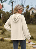 Cable-Knit Dropped Shoulder Hoodie - Trendsi - Flyclothing LLC