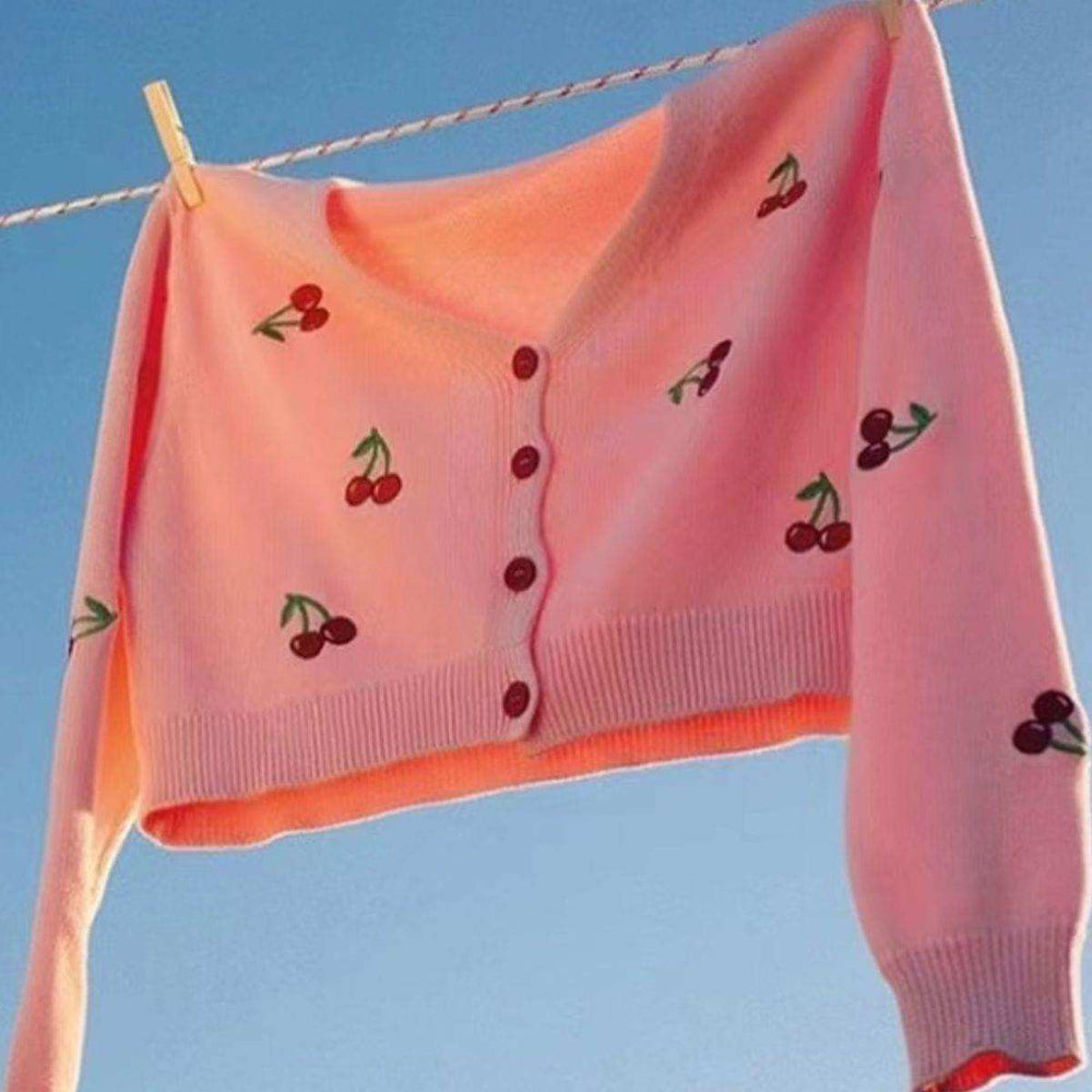 Cherry Button Down Cardigan - Trendsi - Flyclothing LLC