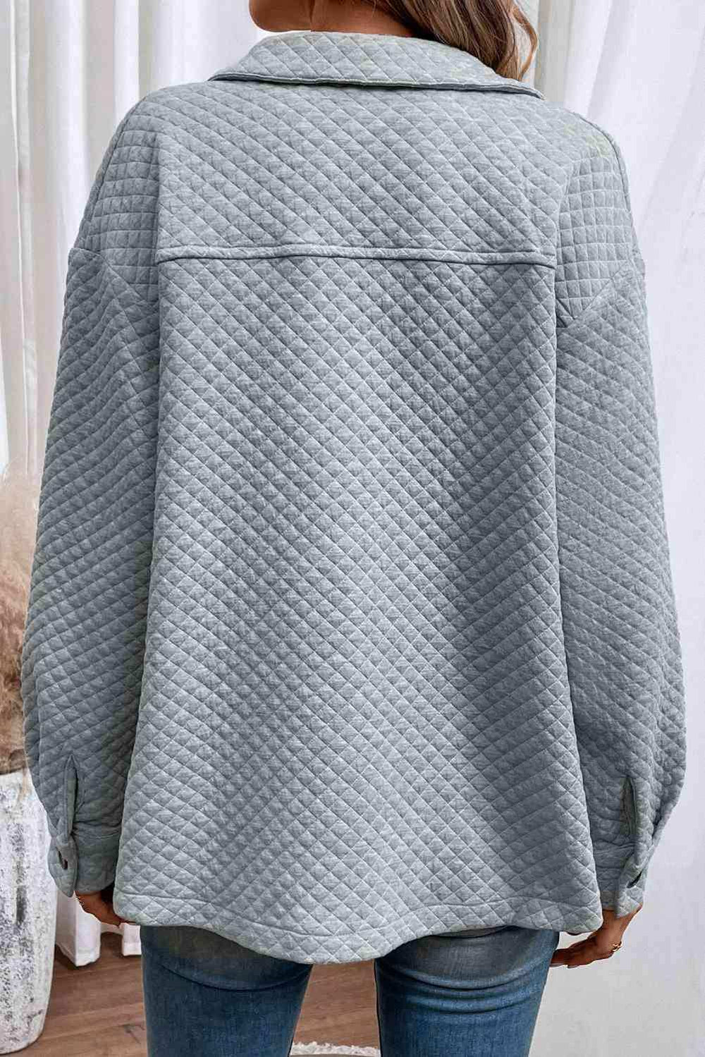 Button Down Collared Jacket - Trendsi - Flyclothing LLC