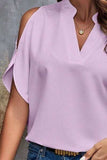 Notched Cold Shoulder Blouse - Trendsi - Flyclothing LLC