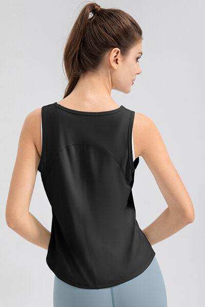 Wide Strap Round Neck Active Tank - Trendsi - Flyclothing LLC