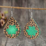 Leopard Hollowed Leather Teardrop Earrings - Trendsi - Flyclothing LLC