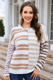 Striped Round Neck Dropped Shoulder Sweater - Trendsi - Flyclothing LLC