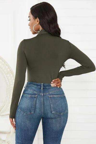 Turtleneck Long Sleeve Bodysuit - Trendsi - Flyclothing LLC