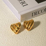 Stainless Steel Heart Shape Stud Earrings - Trendsi - Flyclothing LLC