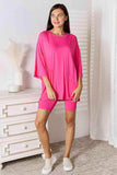 Basic Bae Full Size Soft Rayon Three-Quarter Sleeve Top and Shorts Set - Trendsi - Flyclothing LLC