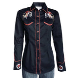 Women’s Rockmount Bronc Vintage Embroidery Western Shirt in Black - Rockmount Clothing - Flyclothing LLC