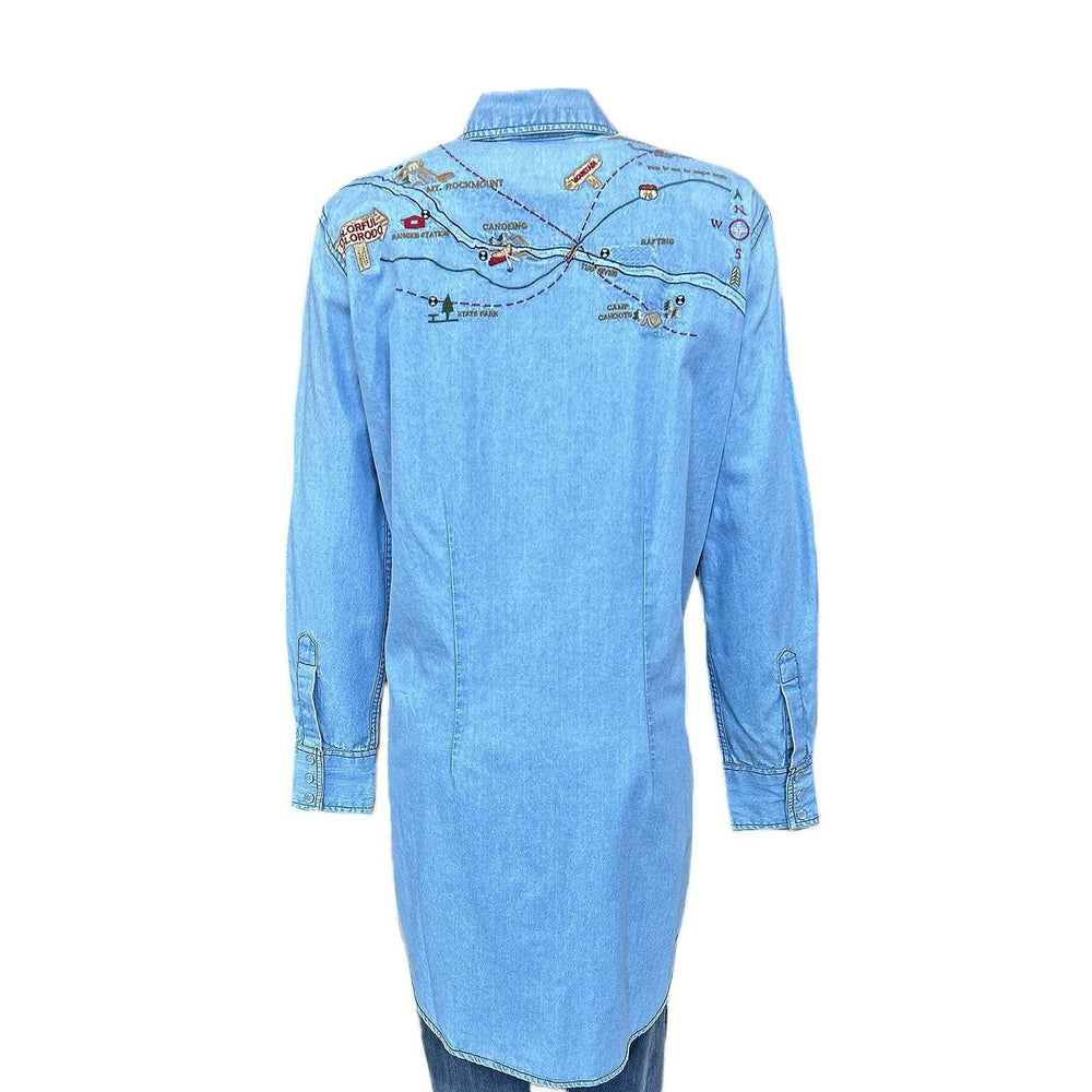 Rockmount Clothing Women's Denim Map Embroidered Dress - Rockmount Clothing - Flyclothing LLC