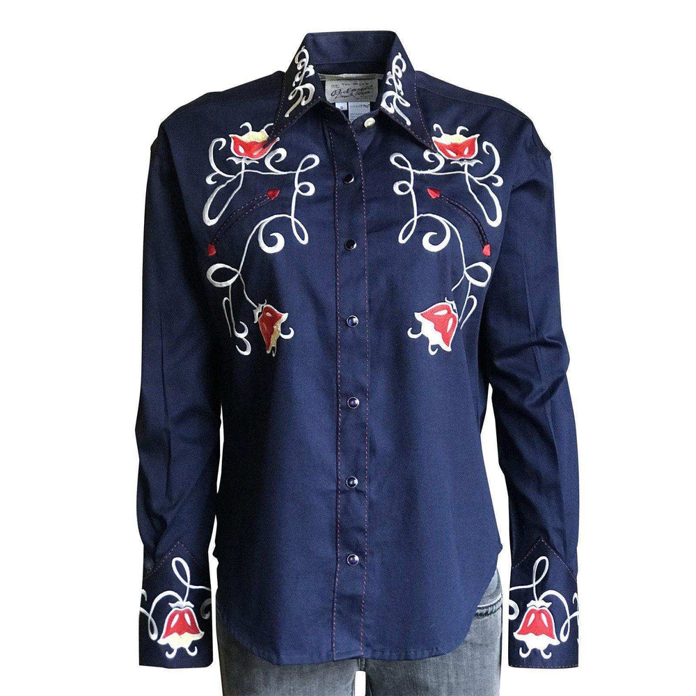 Rockmount Ranch Wear Womens Art Deco Tulip Embroidery Cotton Western Shirt - Rockmount Clothing - Flyclothing LLC