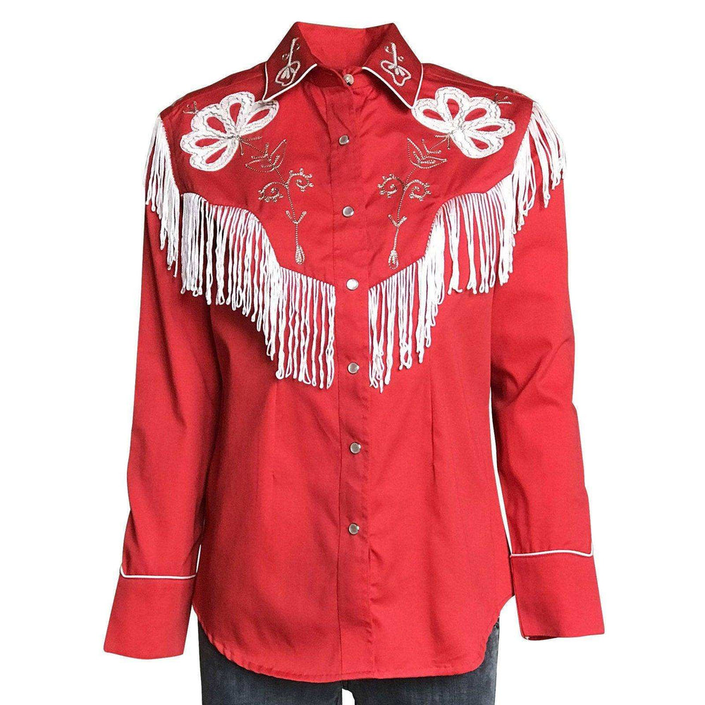 Rockmount Ranch Wear Womens Red Fringe Embroidered Western Shirt - Rockmount Clothing - Flyclothing LLC