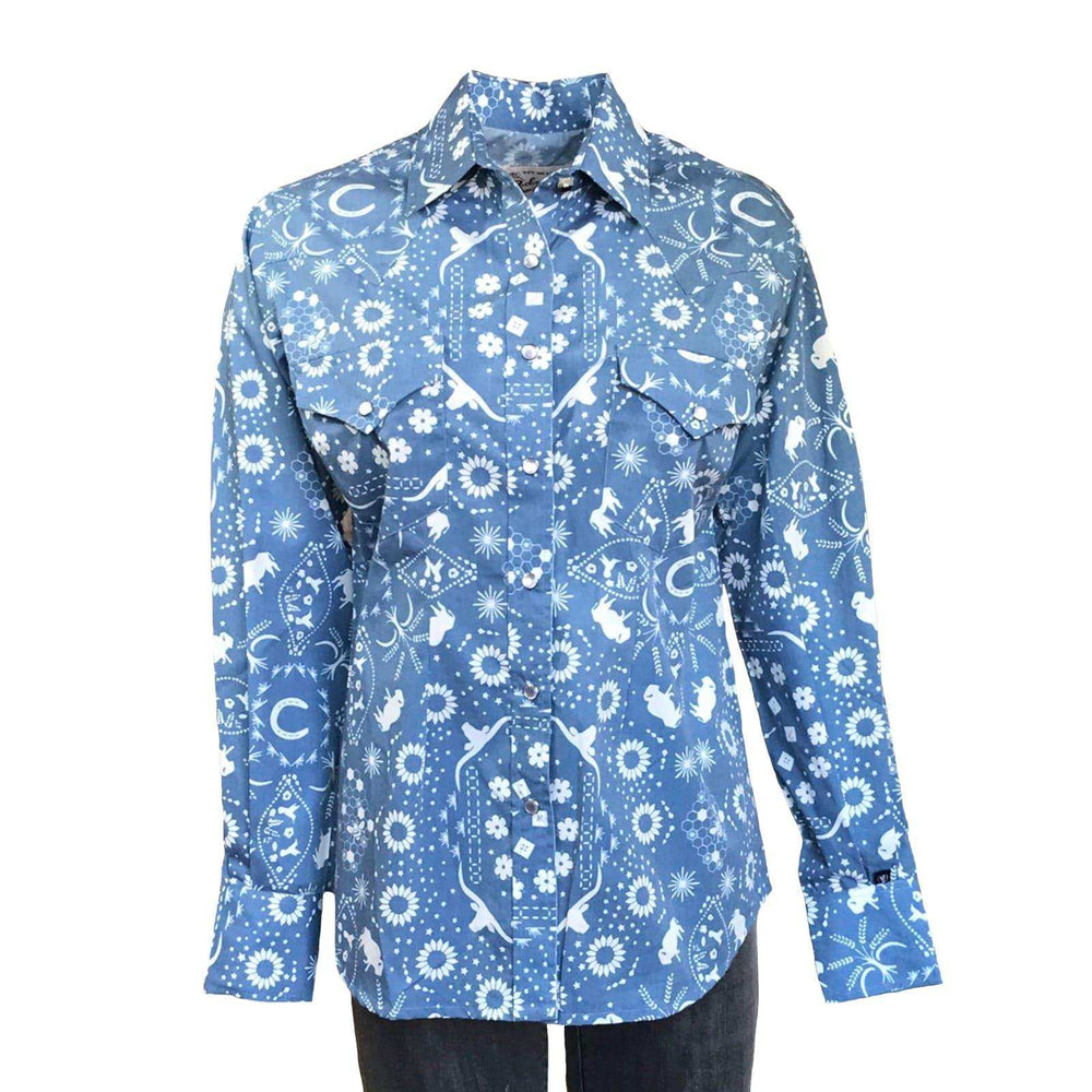 Rockmount Clothing Women's Blue Bison Bandana Print Western Shirt - Rockmount Clothing - Flyclothing LLC