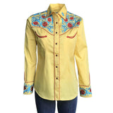 Rockmount Ranch Wear Womens Gold Vintage Shirt with Red & Blue Embroidery - Rockmount Clothing - Flyclothing LLC