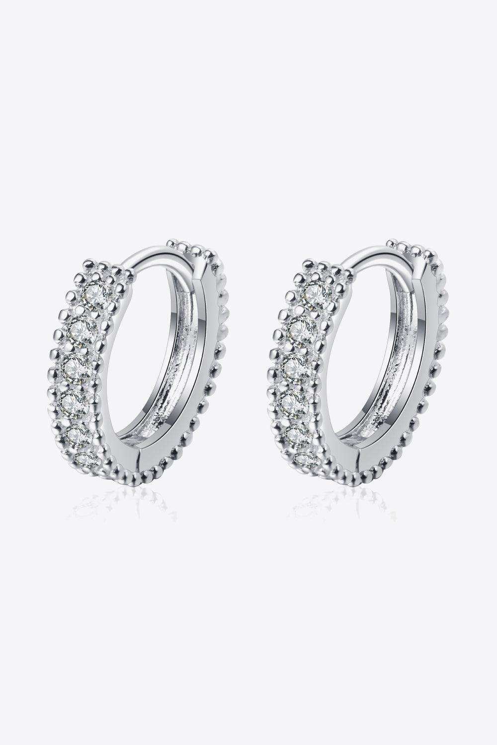 925 Sterling Silver Inlaid Moissanite Huggie Earrings - Trendsi - Flyclothing LLC