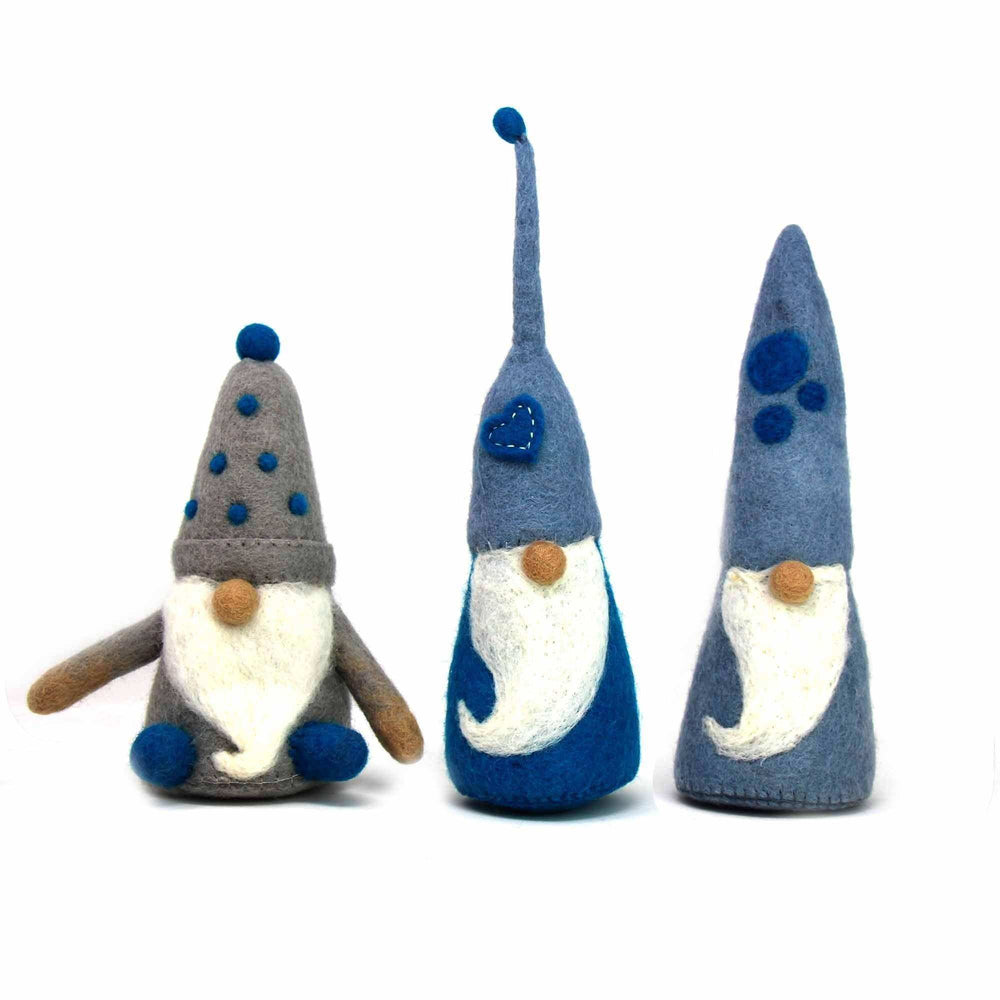 Winter Blues Felt Gnomes Trio, Set of 3 - Global Groove Direct - Flyclothing LLC