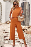 Buttoned Round Neck Tank and Wide Leg Pants Set - Trendsi - Flyclothing LLC