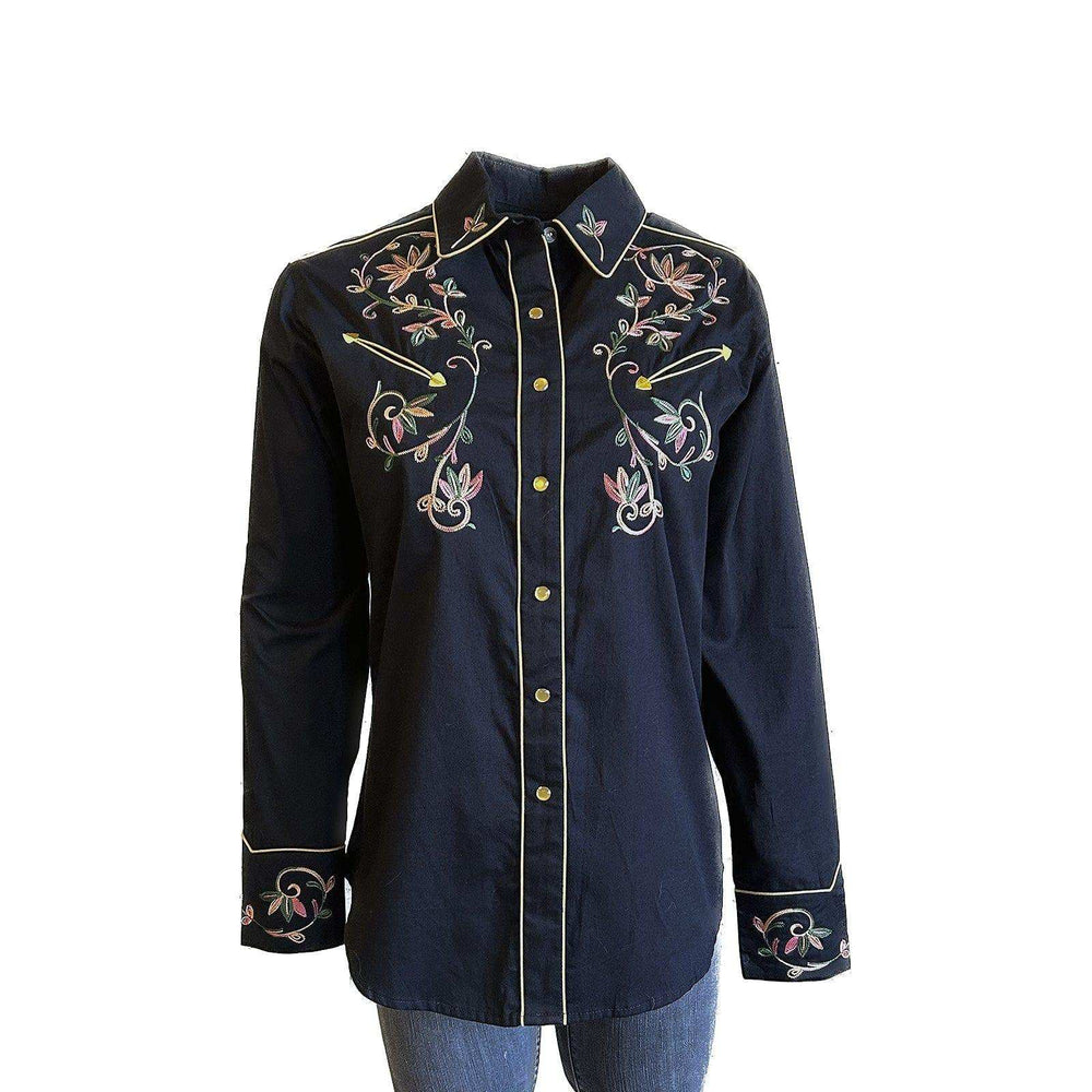 Rockmount Clothing Women's Black Vintage Varigated Floral Embroidery - Rockmount Clothing - Flyclothing LLC