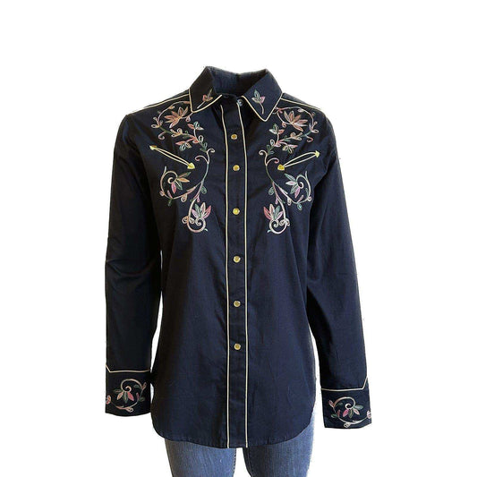 Rockmount Clothing Women's Black Vintage Varigated Floral Embroidery - Rockmount Clothing - Flyclothing LLC