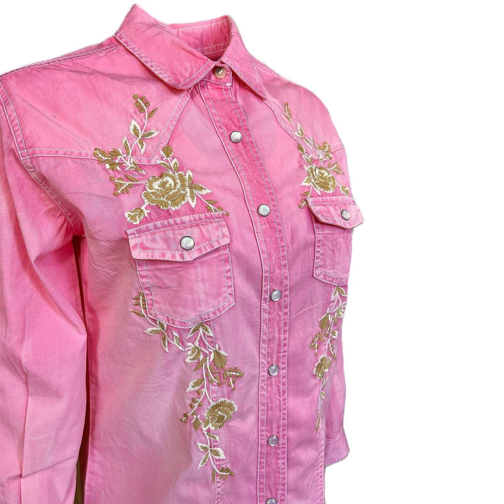Rockmount Clothing Women's Soft Pink Floral Embroidered Western Shirt - Rockmount Clothing - Flyclothing LLC