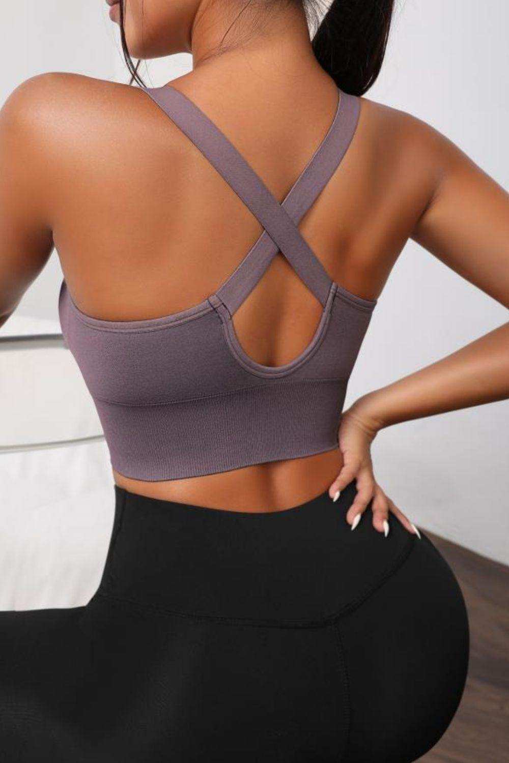 Scoop Neck Long Active Bra - Trendsi - Flyclothing LLC