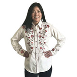 Women’s Vintage Ivory Thistle Embroidery Western Shirt - Rockmount Clothing - Flyclothing LLC