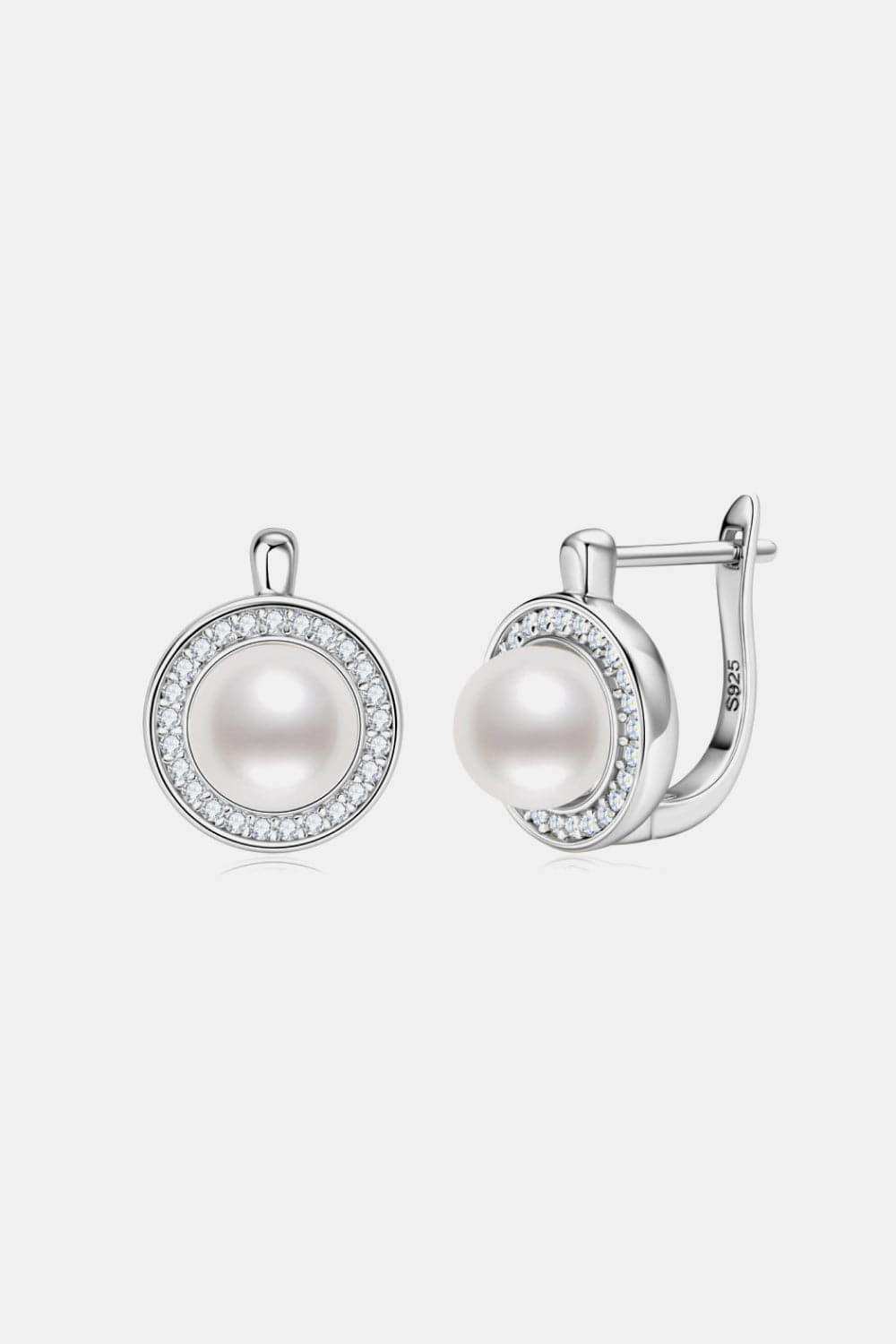 Moissanite Pearl 925 Sterling Silver Earrings - Trendsi - Flyclothing LLC