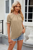 Round Neck Flounce Sleeve T-Shirt - Trendsi - Flyclothing LLC