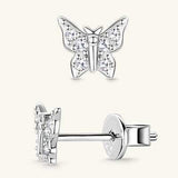 Moissanite 925 Sterling Silver Butterfly Stud Earrings - Trendsi - Flyclothing LLC