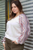 Plus Size Sweatshirt with Button Detail - Trendsi - Flyclothing LLC
