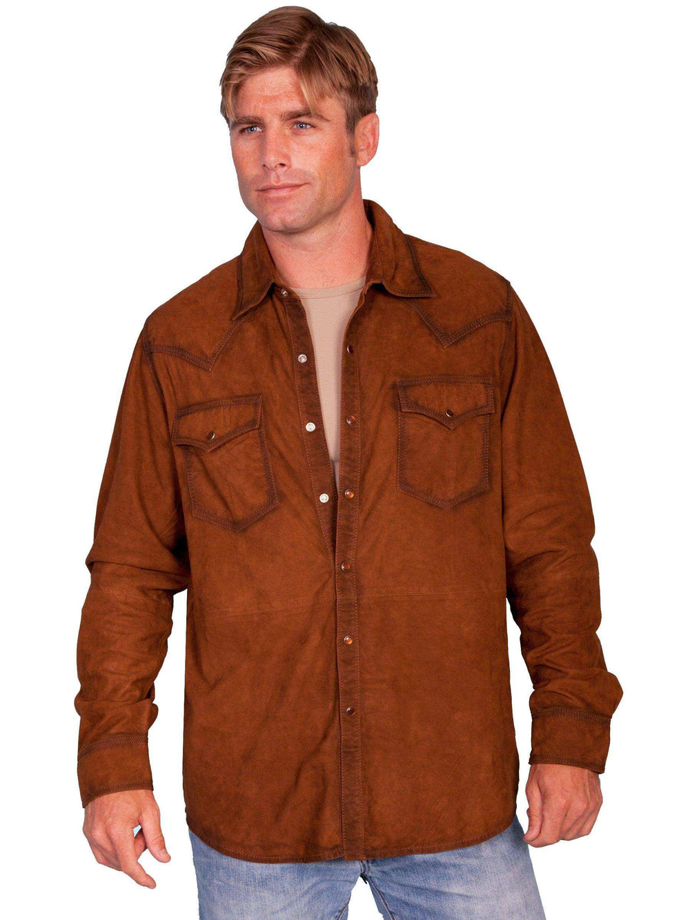 Scully BROWN WESTERN PEARL SNAP SHIRT - Scully Leather - Flyclothing LLC