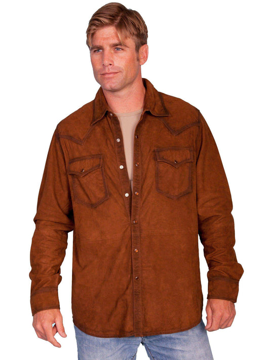 Scully BROWN WESTERN PEARL SNAP SHIRT - Scully Leather - Flyclothing LLC