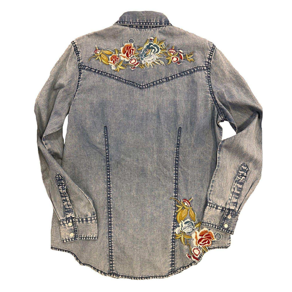 Rockmount Clothing Women's Denim Pink Floral Embroidery - Rockmount Clothing - Flyclothing LLC