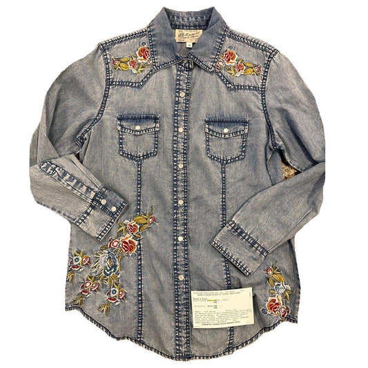 Rockmount Clothing Women's Denim Pink Floral Embroidery - Rockmount Clothing - Flyclothing LLC