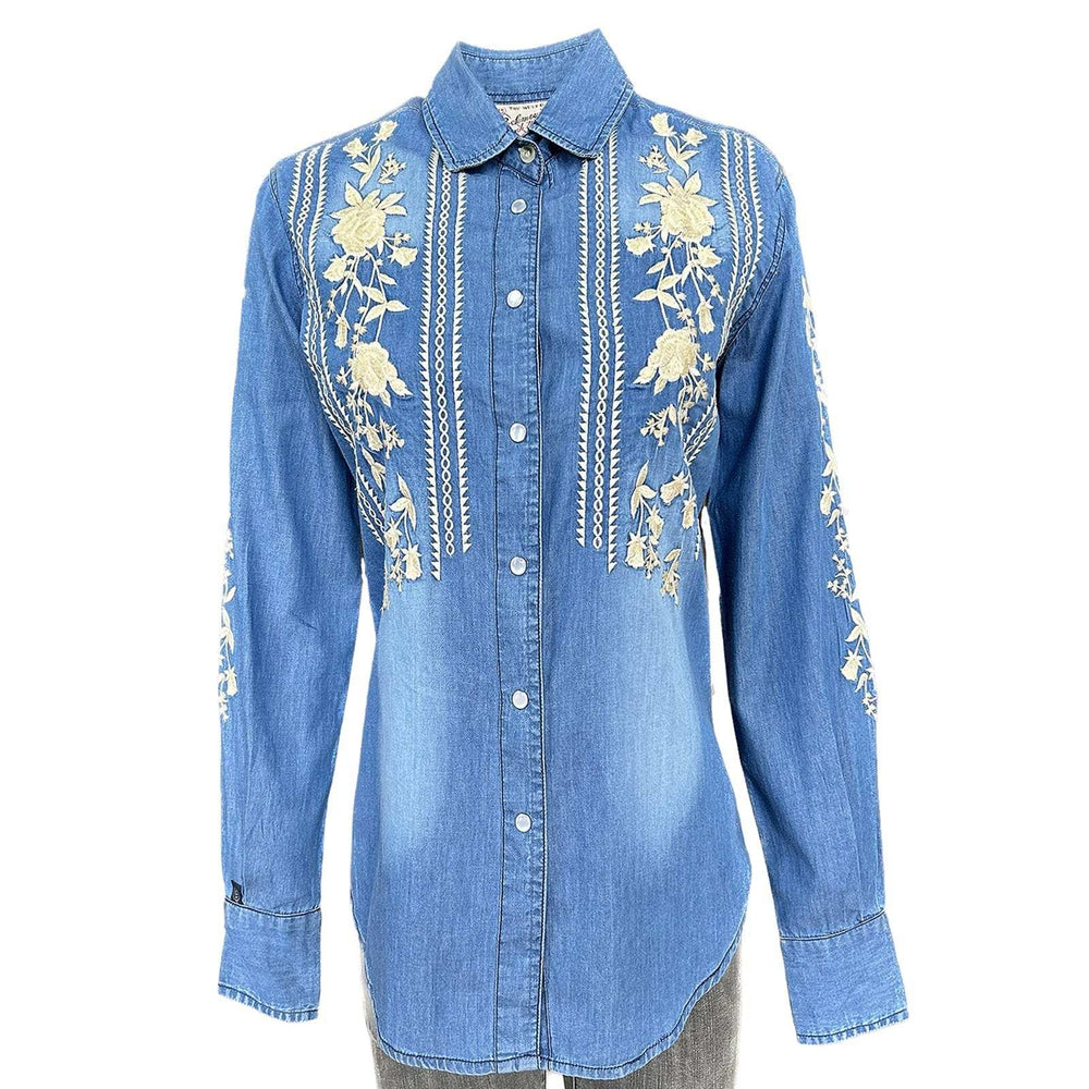 Rockmount Clothing Women's Denim Boho Floral Embroidery Western Shirt - Rockmount Clothing - Flyclothing LLC