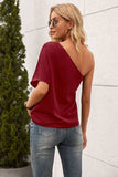Single Shoulder Half Sleeve T-Shirt - Trendsi - Flyclothing LLC