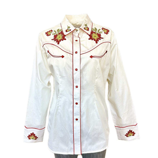 Rockmount Clothing Women's Ivory Vintage Floral Embroidered Western Shirt - Rockmount Clothing - Flyclothing LLC