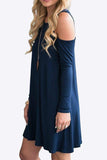 Cold-Shoulder Long Sleeve Round Neck Dress - Trendsi - Flyclothing LLC