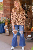 Leopard Round Neck Long Sleeve T-Shirt - Trendsi - Flyclothing LLC