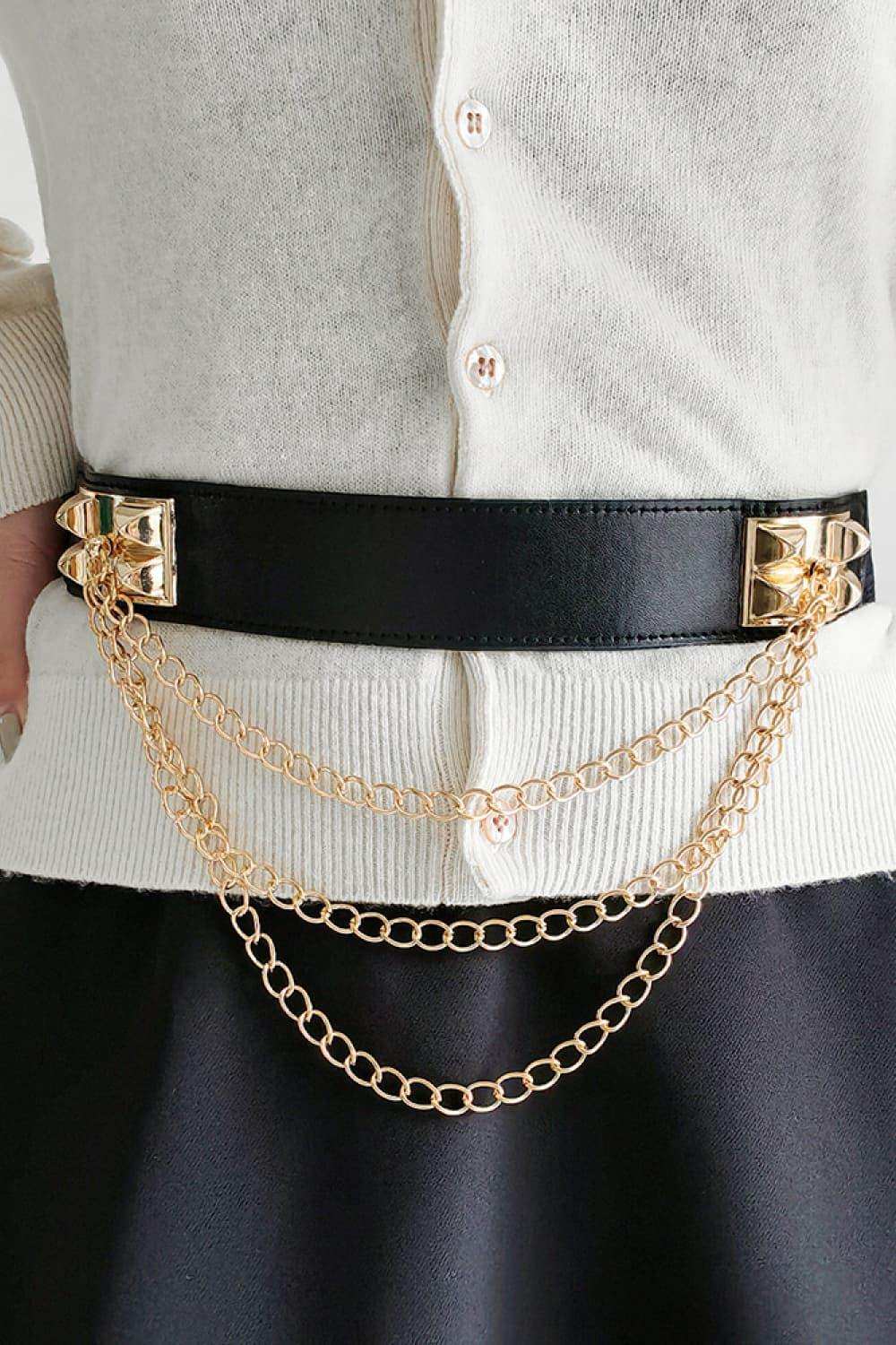 Elastic Belt with Chain - Trendsi - Flyclothing LLC