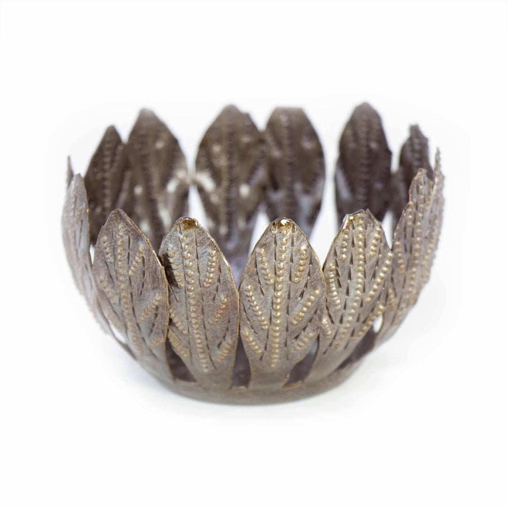 Decorative Drum Art Bowl or Votive, Mango Leaf - Haitian Artisans - Flyclothing LLC