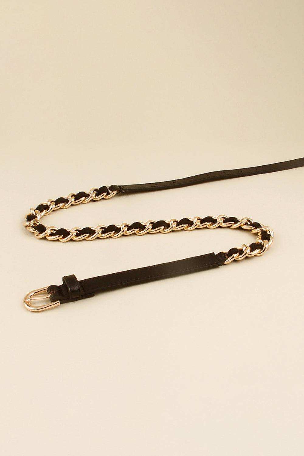 PU Chain Skinny Belt - Trendsi - Flyclothing LLC
