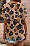 Leopard Half Button Short Sleeve T-Shirt - Trendsi - Flyclothing LLC