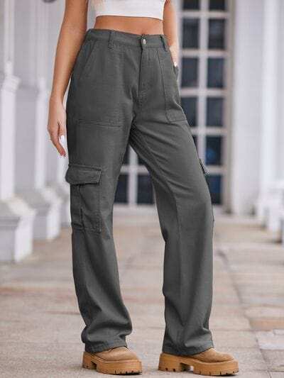 Straight Denim Cargo Pants - Trendsi - Flyclothing LLC