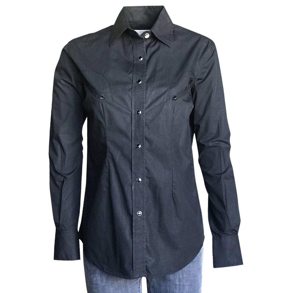 Women's Solid Black 100% Cotton Western Shirt - Rockmount Clothing - Flyclothing LLC