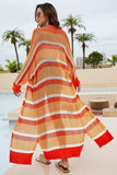 Striped Open Front Side Slit Duster Cover Up - Trendsi - Flyclothing LLC