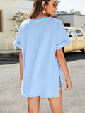 High-Low Side Slit V-Neck Tee - Trendsi - Flyclothing LLC