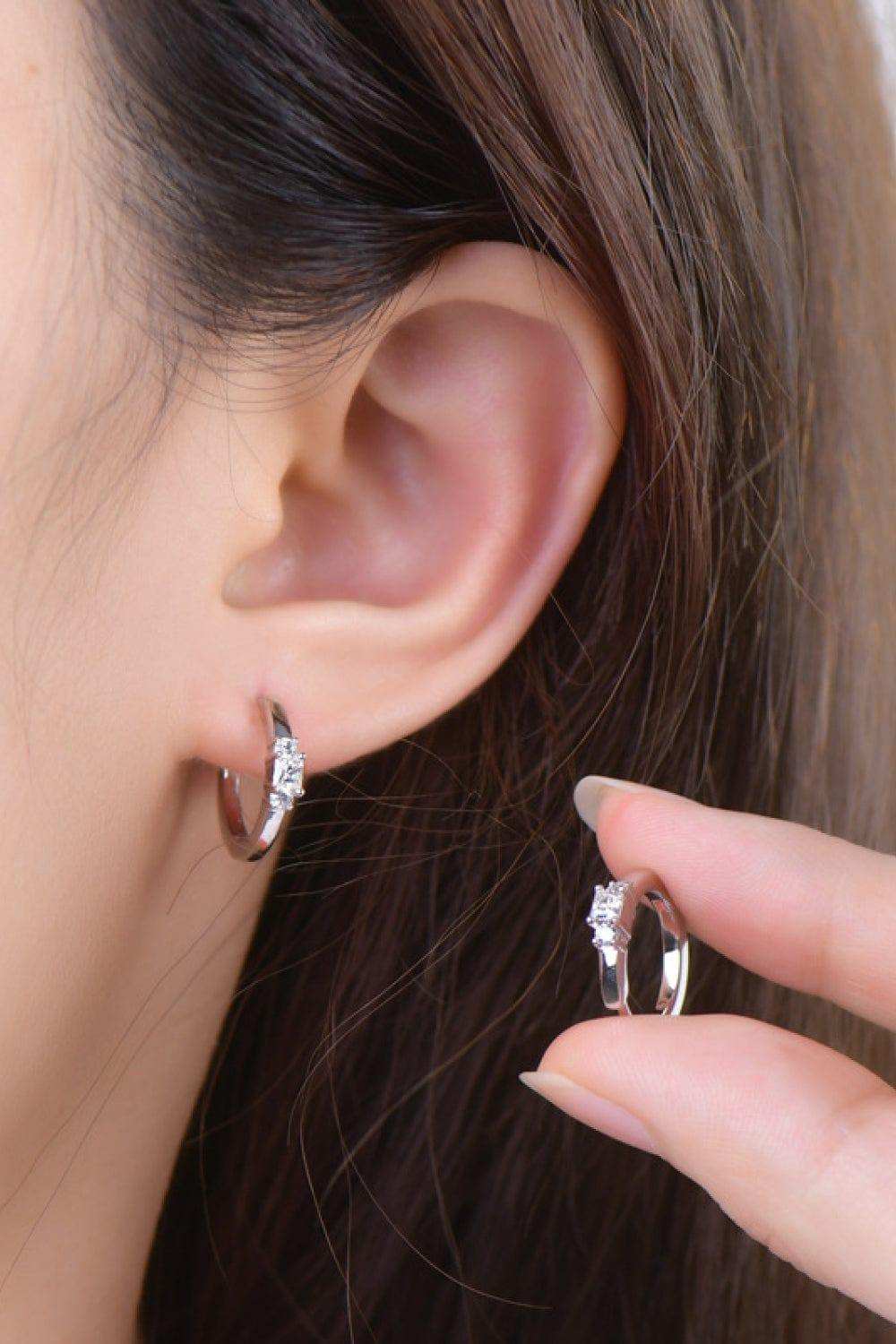 Moissanite 925 Sterling Silver Huggie Earrings - Trendsi - Flyclothing LLC